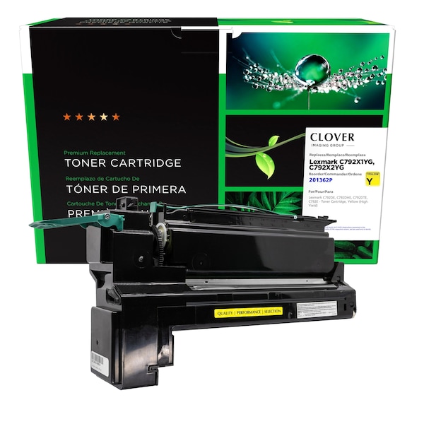 Cig Clover Imaging Remanufactured High Yield Yellow Toner Cartridge for Lexmark C792 201362P - main